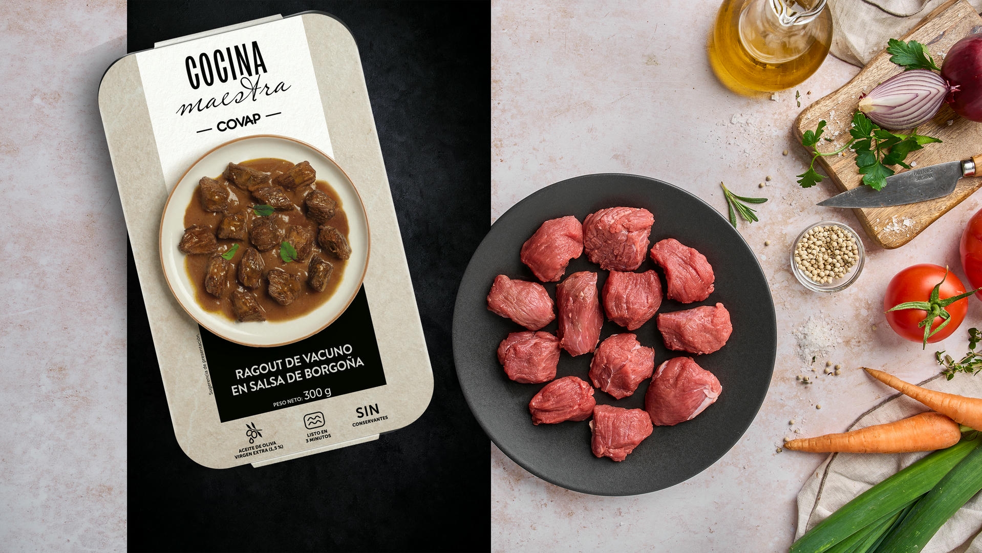 Ragout de vacuno en salsa borgoña